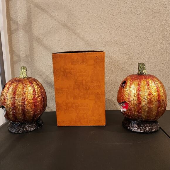 CRACKER BARREL MASQUERADE PARTY Light Up Halloween Jack O Lanterns FLAWED - Picture 2 of 16